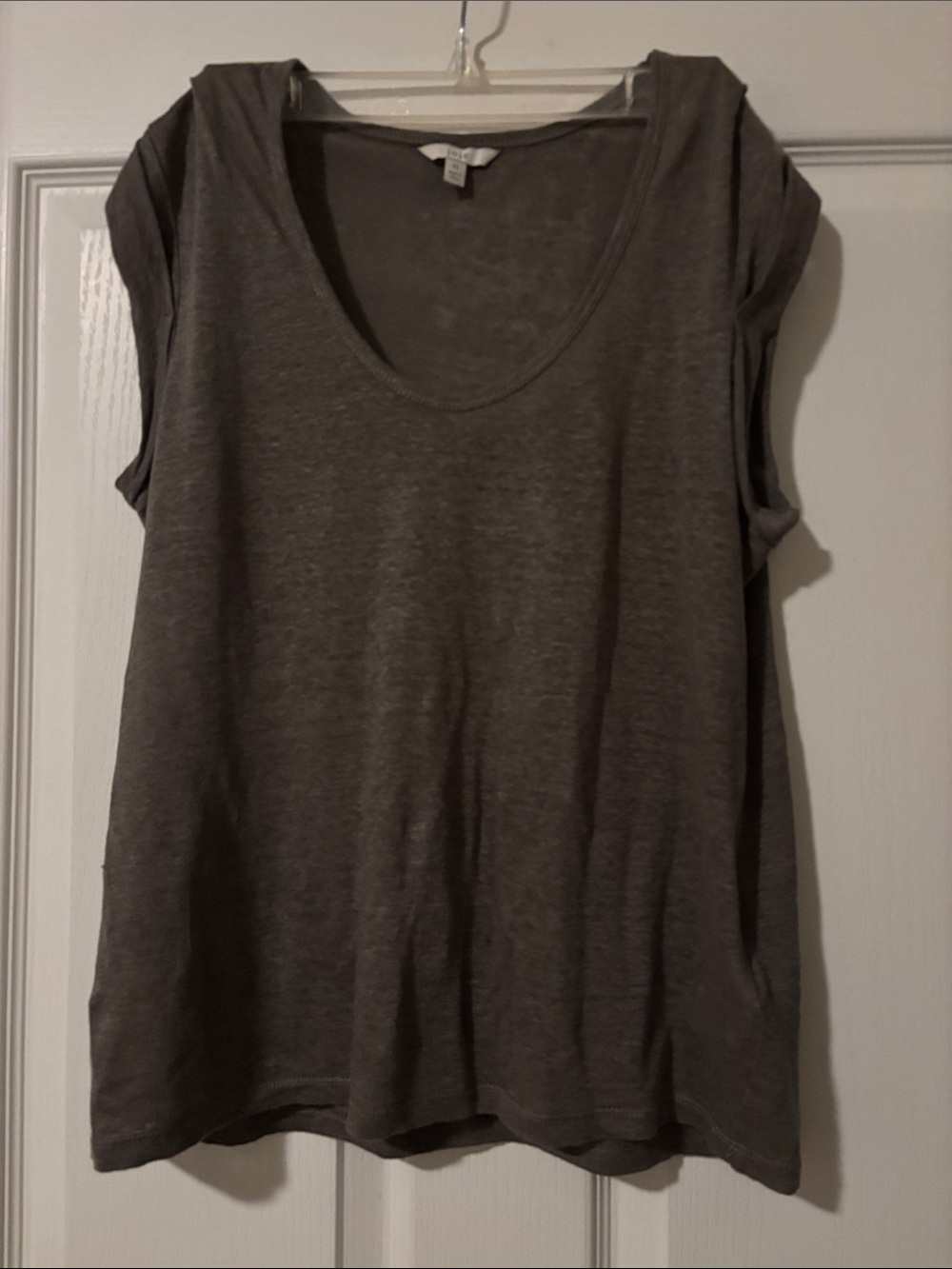 Joie Neyo Scoop Neck Cap Sleeve T-Shirt Linen Slub Knit - Gray Sz XS